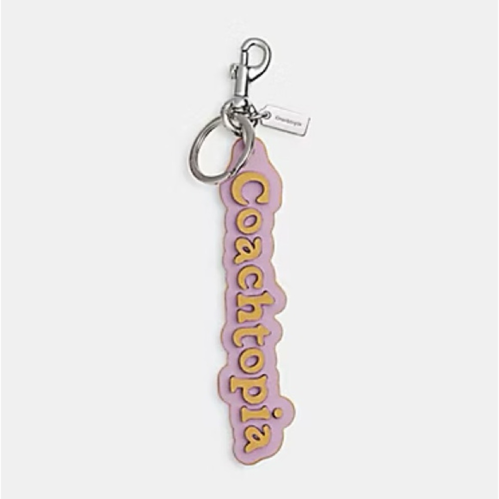 Coach Coachtopia Logo Bag Charm in Violet Orchid/Flax Coachtopia Leather NWT - Picture 13 of 16